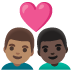 👨🏽‍❤️‍👨🏿 couple with heart: man, man, medium skin tone, dark skin tone display on Google